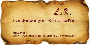 Landenberger Krisztofer névjegykártya